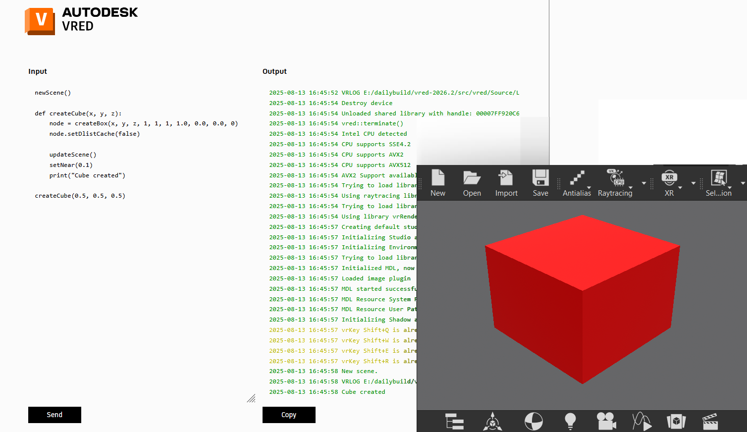 The Output section and viewport update
