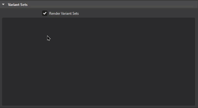 Image of Variant Sets checked in Render Settings