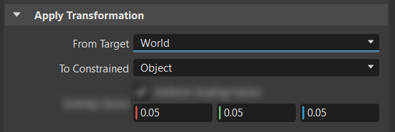 Apply Transformation section in the Attributes panel