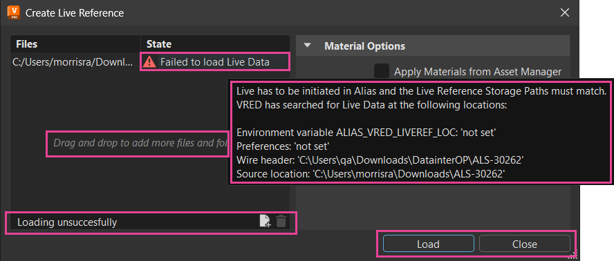 improved the styling of the Create Live Reference dialog