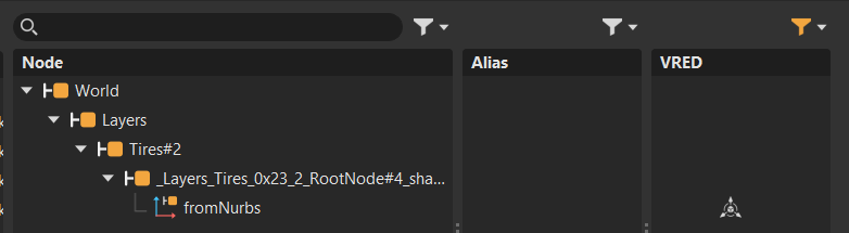 Example of an icon in the VRED column