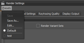 Presets context menu