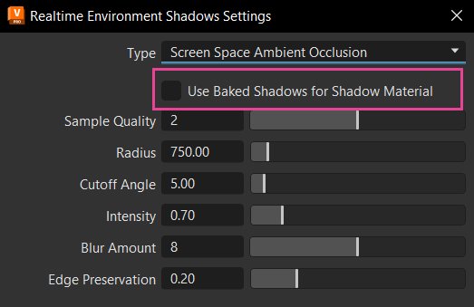 2026 Realtime Environment Shadows Settings dialog