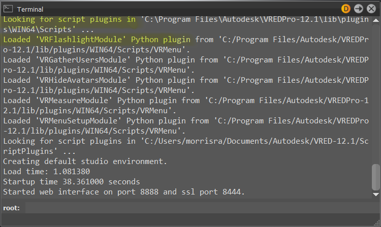 Output loaded script plugins in Terminal