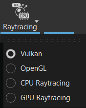 Raytracing tool and submenu