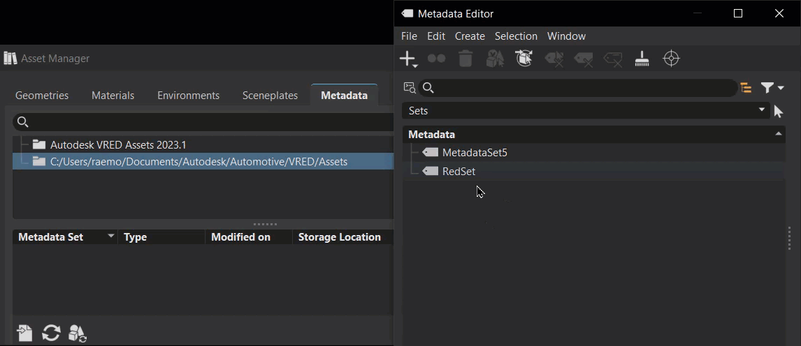 Asset Manager's Metadata tab