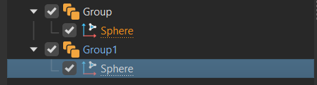 Original object group node and clone root node