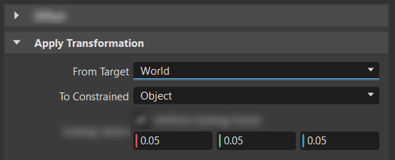 Apply Transformation section in the Attributes panel