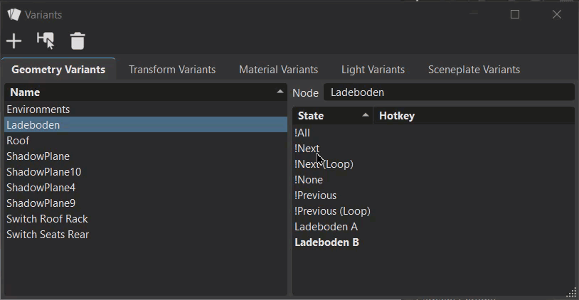 Variants Hotkeys