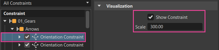 Expanded parent constraint node