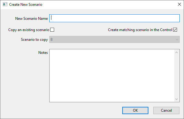 Create New Scenario dialog