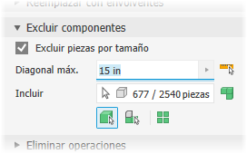 Excluir componentes por tamaño