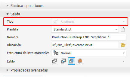 Salida de sustituto simplificado