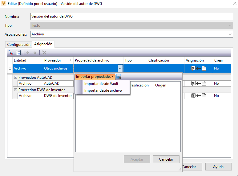 ficha asignación de propiedades