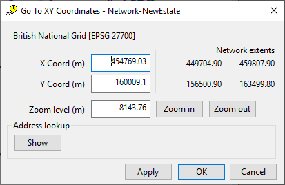 Go to XY Coordinates dialog