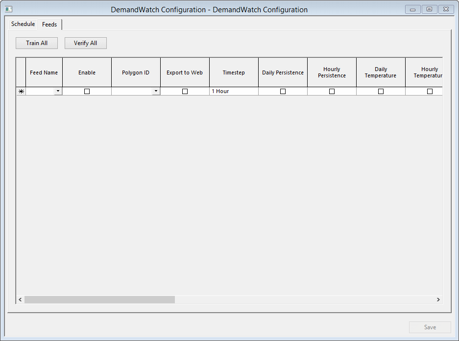 DemandWatch Configuration object - Feeds tab