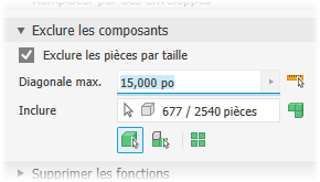 Exclure les composants par taille