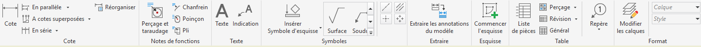 ruban d’annotation du dessin