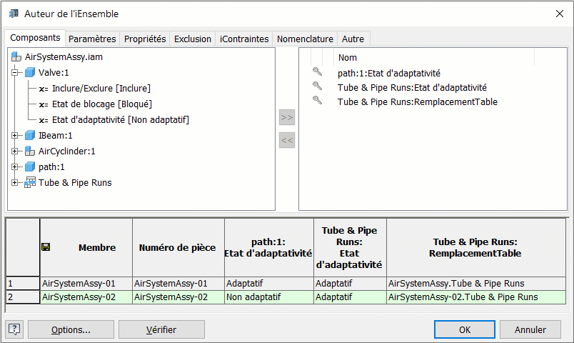Auteur de l’iEnsemble, configuration de tuyau 3