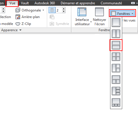 fenêtre à deux affichages