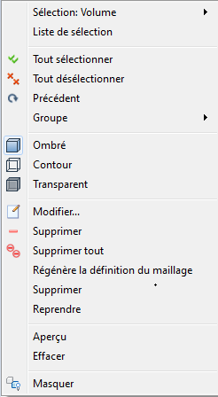 cliquer avec le bouton droit de la souris sur la pièce maillage