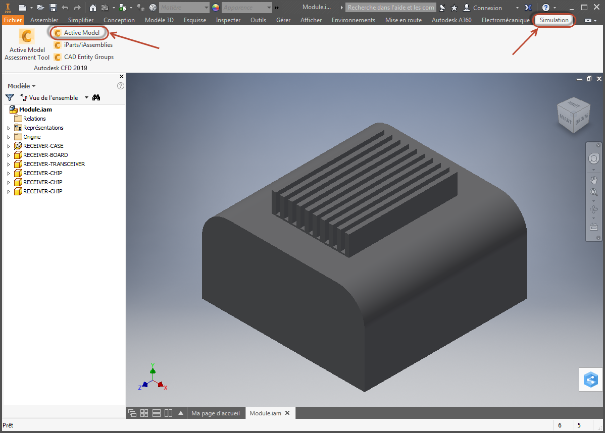 lancement à partir d'Inventor