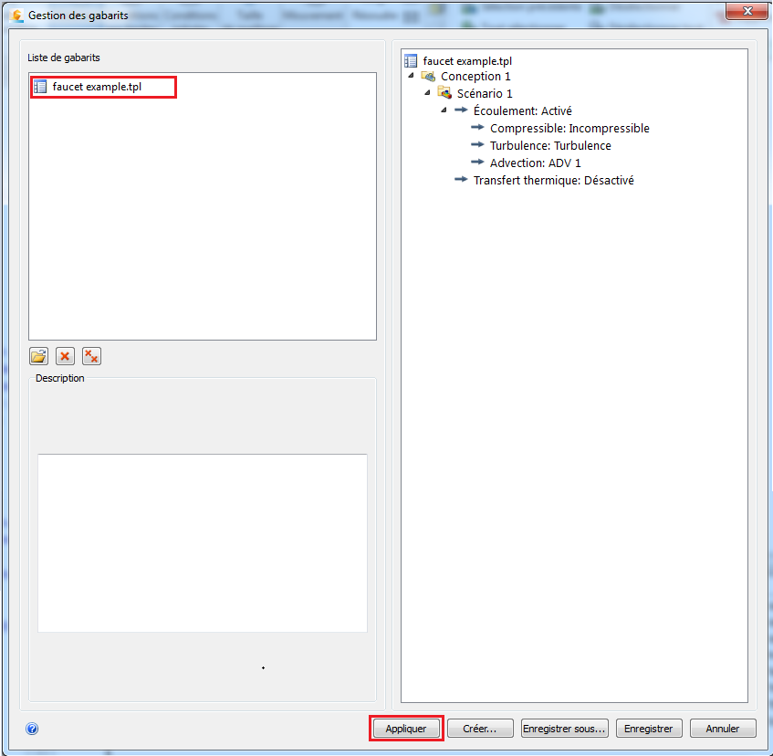 appliquer le gabarit