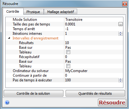 boîte de dialogue Résoudre