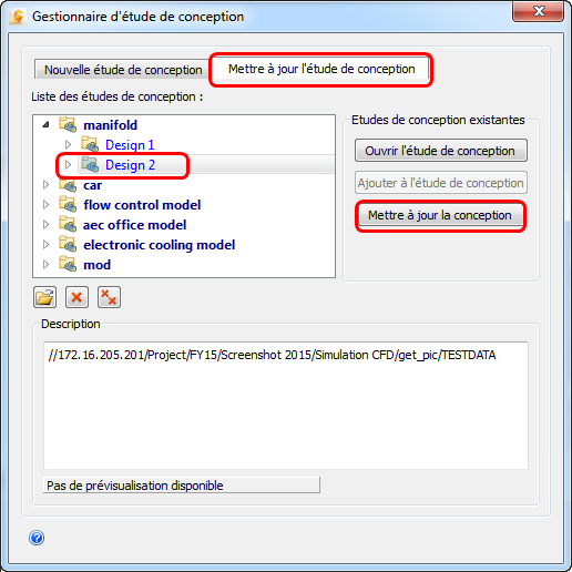 gestionnaire d'étude de conception