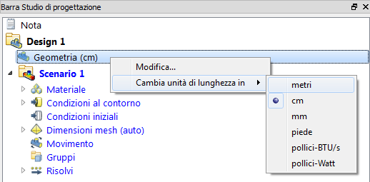modificare le unità