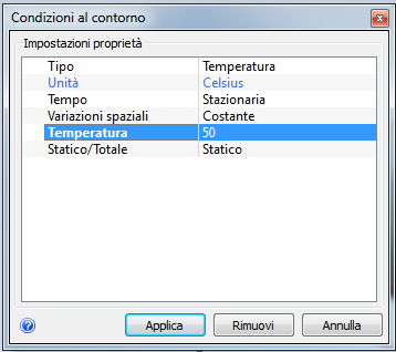 impostare Temperatura