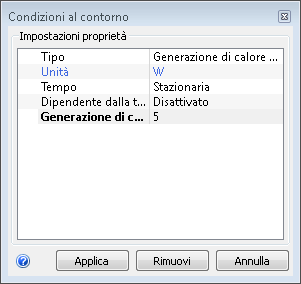 impostare il calore totale