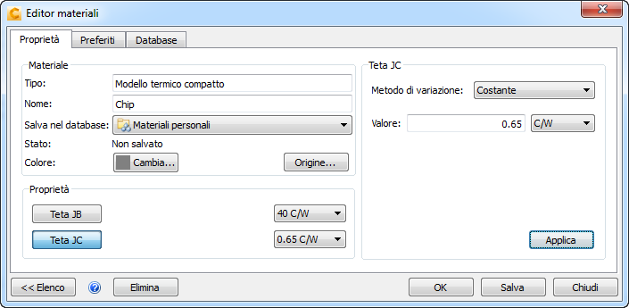 editor dei materiali