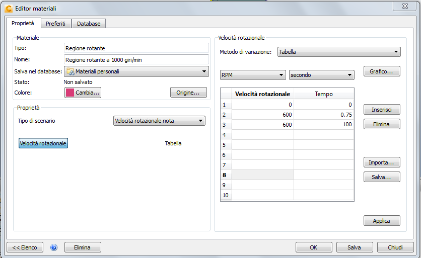 editor dei materiali