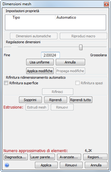 dimensione della mesh uniforme