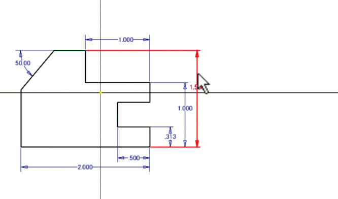 寸法の方向の反転