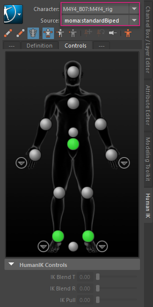 アニメーションをリターゲットする - Human IK の設定