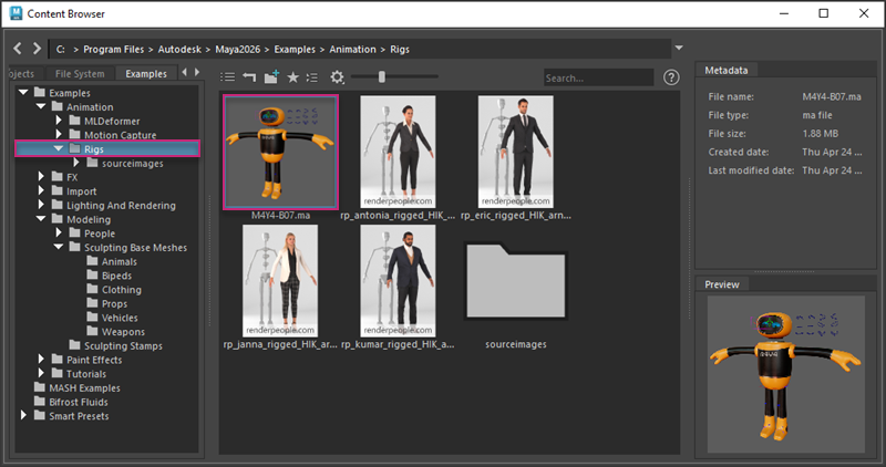コンテンツ ブラウザ - M4Y4_B07 のキャラクタ
