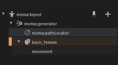 MotionMaker エディタのウィンドウ - アウトライナ(Outliner)