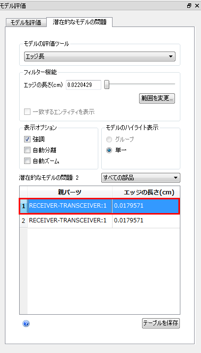 [モデル評価]ダイアログ