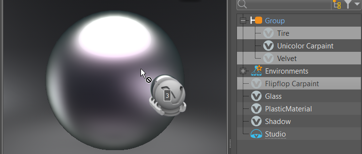 マルチ マテリアルのドラッグ プレビューを表示