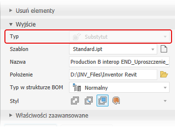 Uproszczone dane wyjściowe zastąpienia