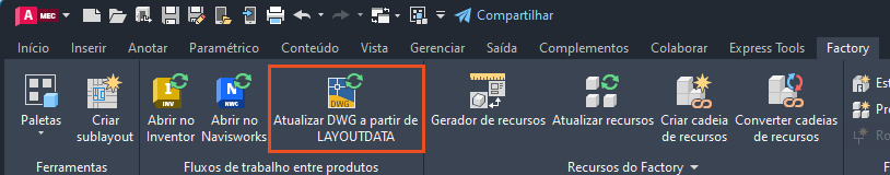 Caixa de diálogo Opções do Factory