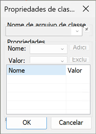 propriedades da classe de conector antes