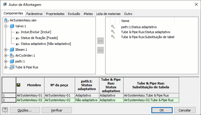 Configuração 3 da tubulação para criação do iAssembly