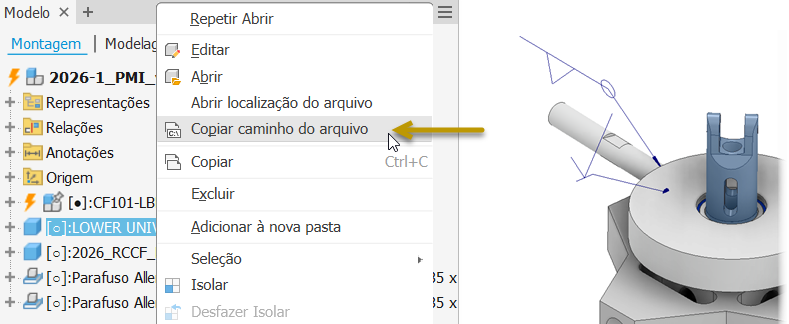 Dentro da montagem