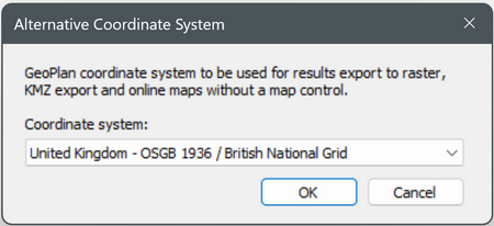Online Map Projection System Dialog