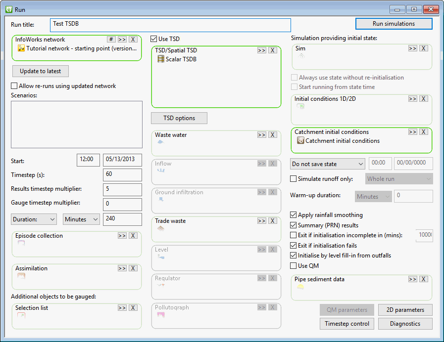 Editing the run so it uses TSDB objects