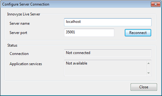 Configure a server connection Dialog