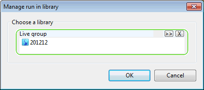 Manage run in library dialog